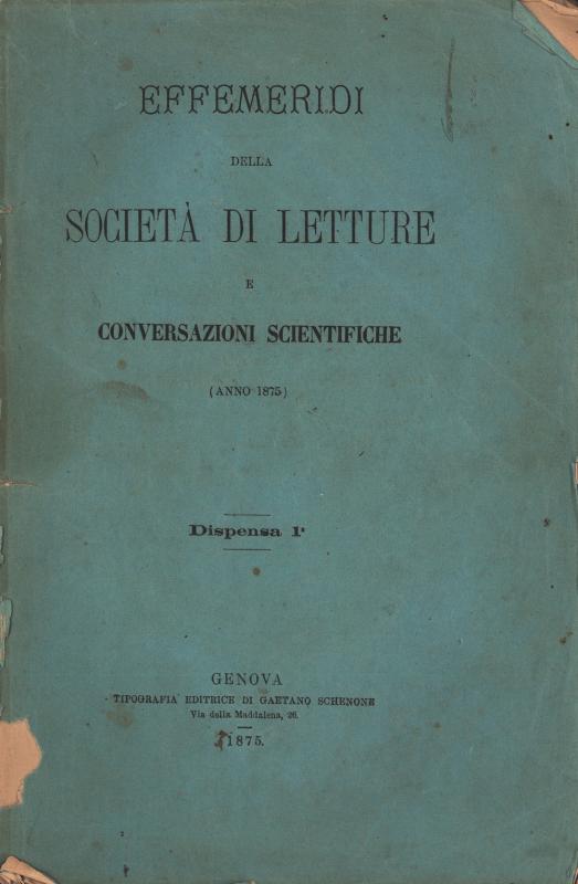 Effemeridi della Società di Letture e conversazioni scientifiche, 1875, copertina