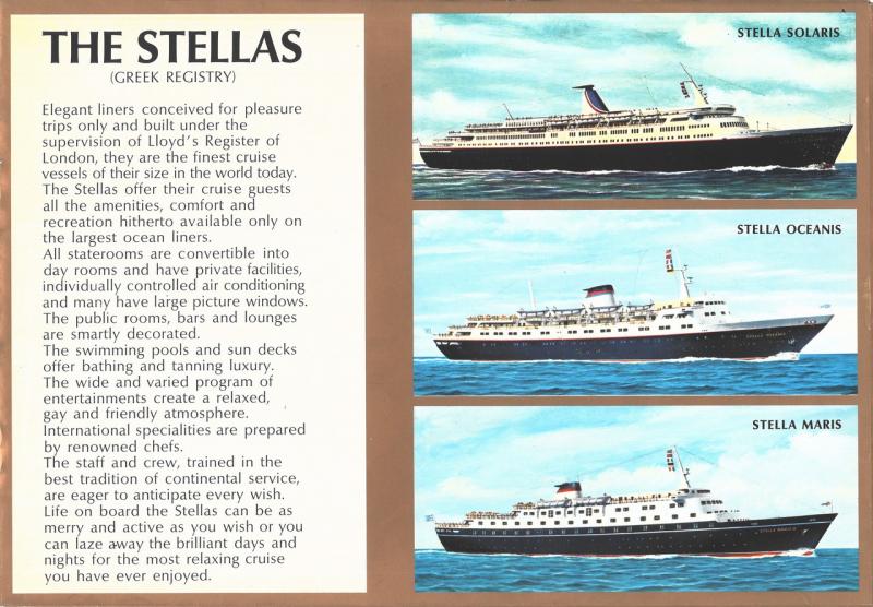 Immagine delle navi Stella Solaris, Stella Oceanis e Stella Maris e loro breve descrizione