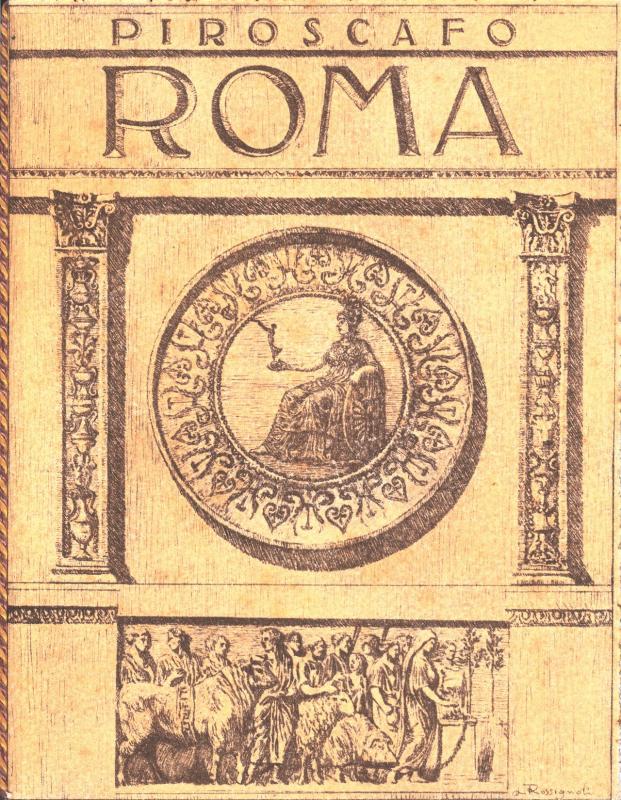 Copertina - quaderno a disposizione dei passeggeri transatlantico Roma