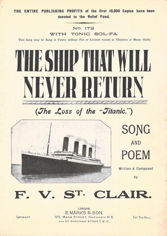 Copertina - Spartito musicale commemorativo del Titanic