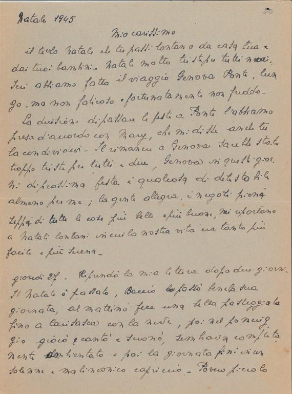 Lettere inviate dalla sorella Maria Ansaldo