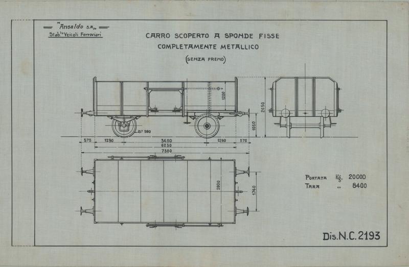 Officina Veicoli Ferroviari - Carro scoperto a sponde fisse