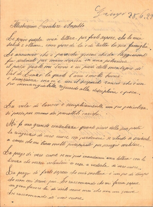 Lettera di Luigi Poggi a Francesco Gerolamo Ansaldo, anni '20 (1)