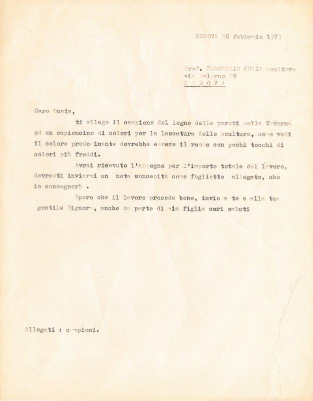 Lettera di Nino Zoncada, 1973 feb. 26