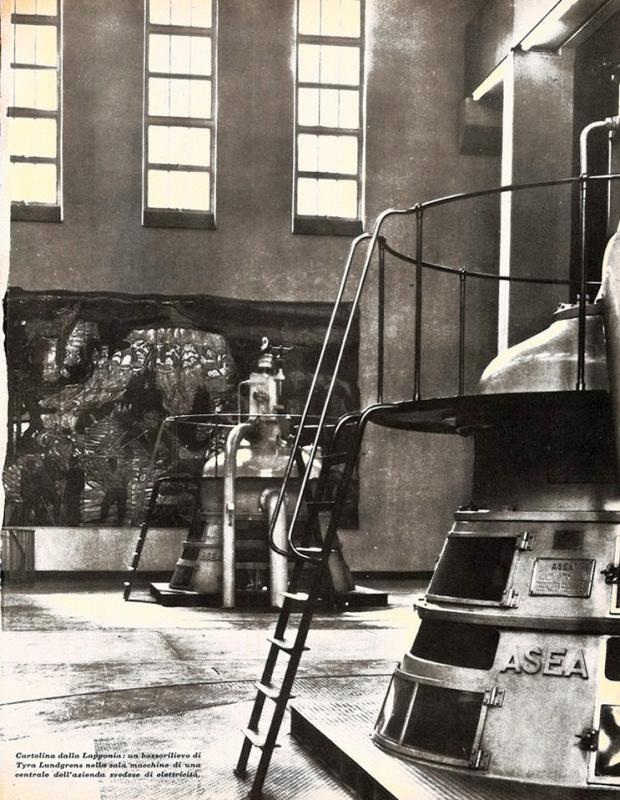 Terza di copertina - Bassorilievo di Tyra Lundgrens per una centrale elettrica svedese, maggio - agosto 1958, anno VI, nn. 3-4