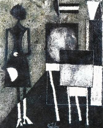 Franco Gentilini "Figura con tavolini" (1959), marzo - aprile 1962, anno X, n. 2, p. 41