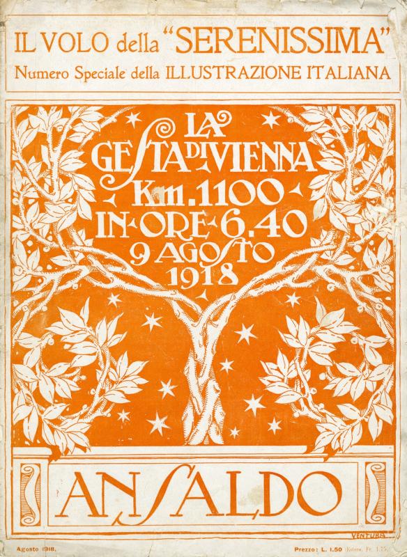 L'Illustrazione Italiana - numero speciale dedicato alla trasvolata su Vienna - copertina di Renzo Ventura