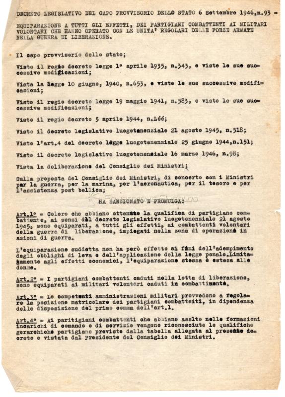 Decreto legislativo n. 93 del 6 settembre 1946