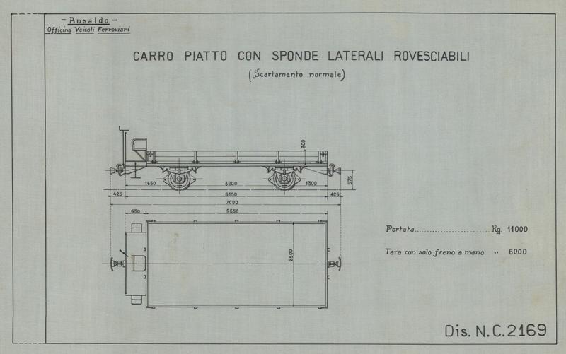 Officina Veicoli Ferroviari - Carro piatto con sponde laterali rovesciabili