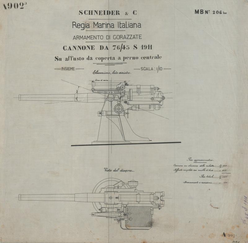 Cannone da 76/45 S 1911- Armamento di corazzate