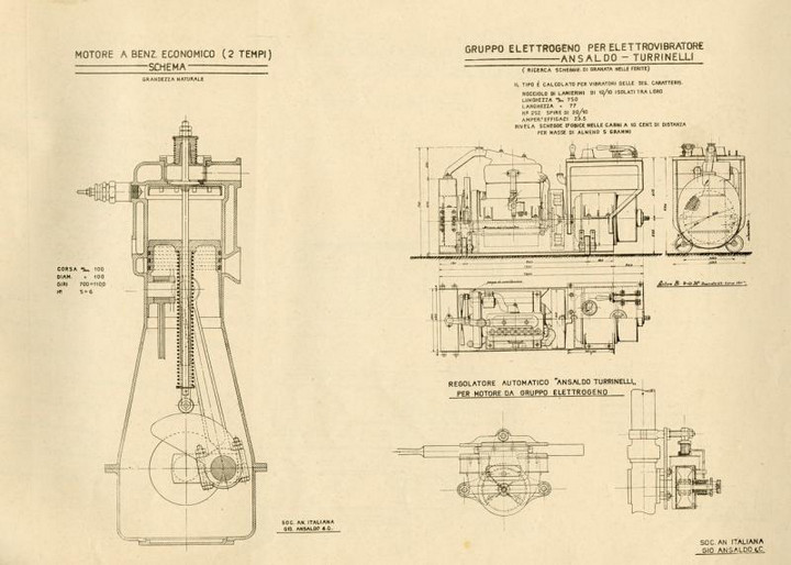 Motore a benzina economico Ansaldo Turrinelli, s.d. ma 1916