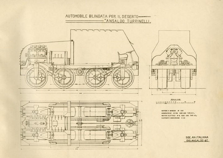 Automobile blindata per il deserto Ansaldo Turrinelli, s.d. ma 1916