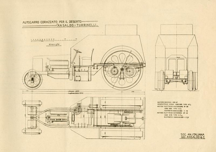 Autocarro corazzato per il deserto Ansaldo Turrinelli, s.d. ma 1916