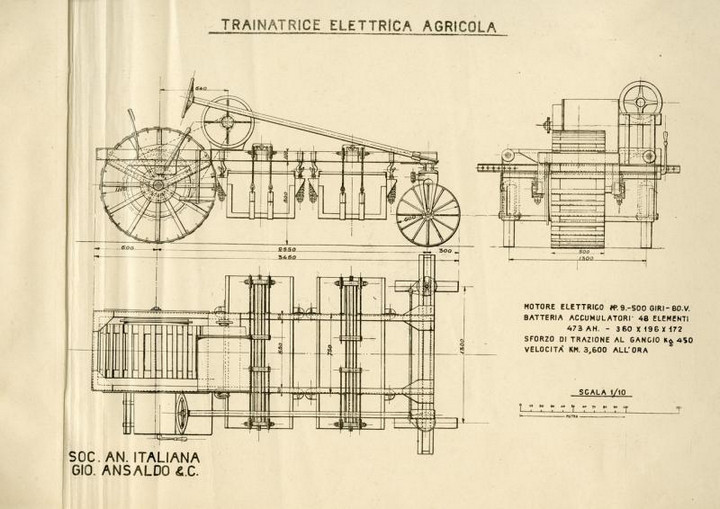 Trainatrice elettrica agricola Ansaldo Turrinelli, s.d. ma 1916