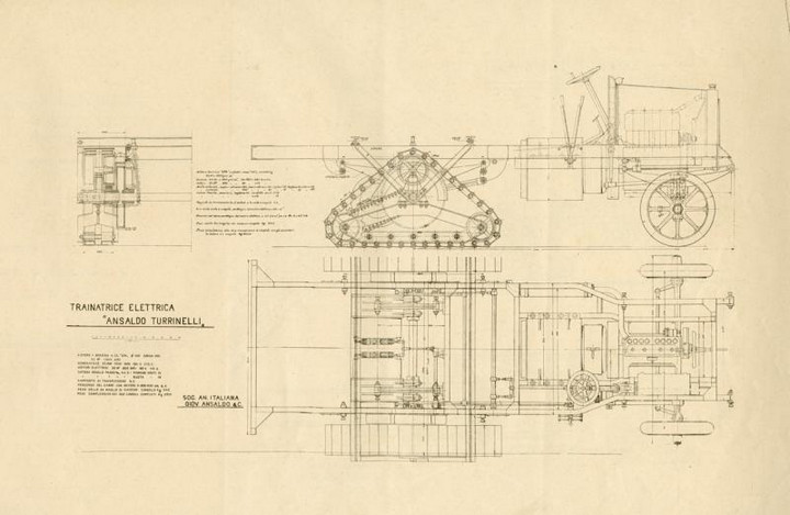 Trainatrice elettrica a cingoli Ansaldo Turrinelli, s.d. ma 1916