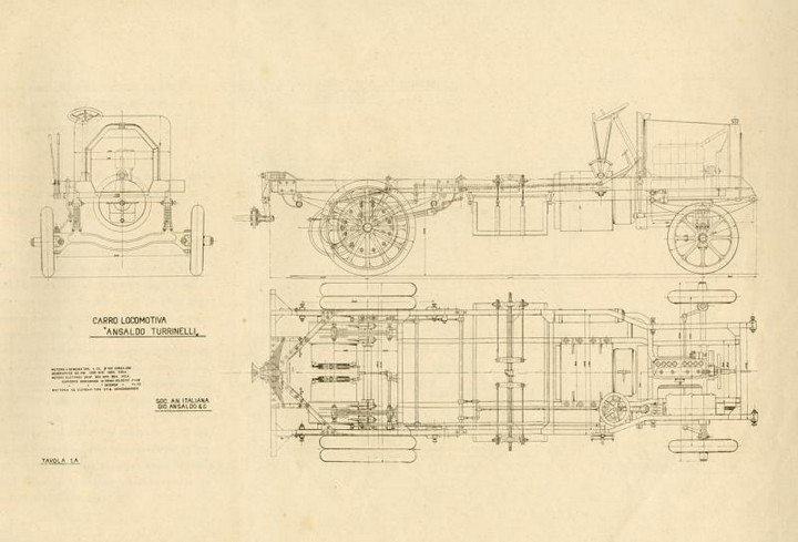 Carro locomotiva per artiglierie Ansaldo Turrinelli, s.d. ma 1916