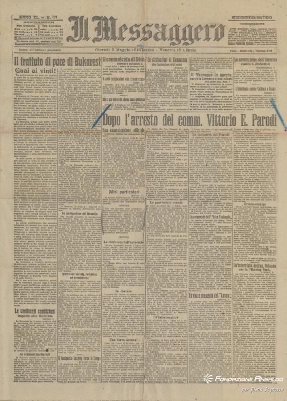 Il Messaggero, 09.05.1918, p. 1