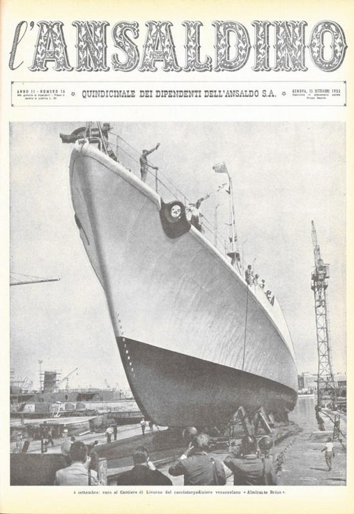 p. 1 (copertina) - 4 settembre: varo al Cantiere di Livorno del cacciatorpediniere venezuelano "Almirante Brion"