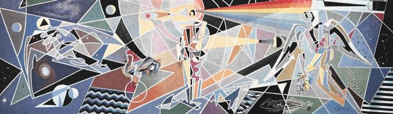 Il grande dipinto di Gino Severini nella parete di prora del salone delle feste della t/n "Leonardo da Vinci", luglio - agosto 1960, anno VIII, n. 4, p. 23