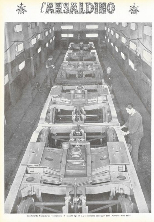 p. 16 (quarta di copertina) - stabilimento ferroviario: verniciatura di carrelli tipo 27 A per carrozze passeggeri delle Ferrovie dello stato