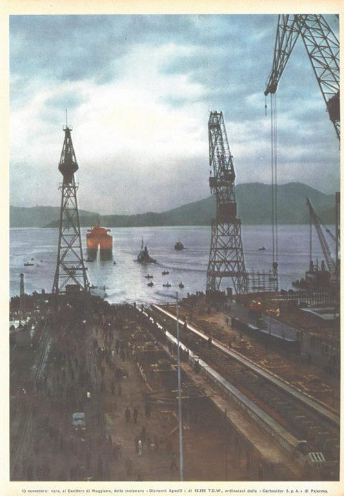 p. 27 (terza di copertina) - 13 novembre: varo, al Cantiere di Muggiano, della motonave " Giovanni Agnelli " di 15.800 T.D.W., ordinataci dalla " Carbosider S.p.A. " di Palermo