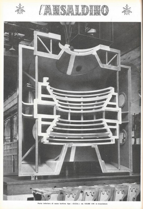 p. 20 (quarta di copertina) - parte inferiore di casa turbina tipo "G.E.Co." da 125.000 kW. in tracciatura