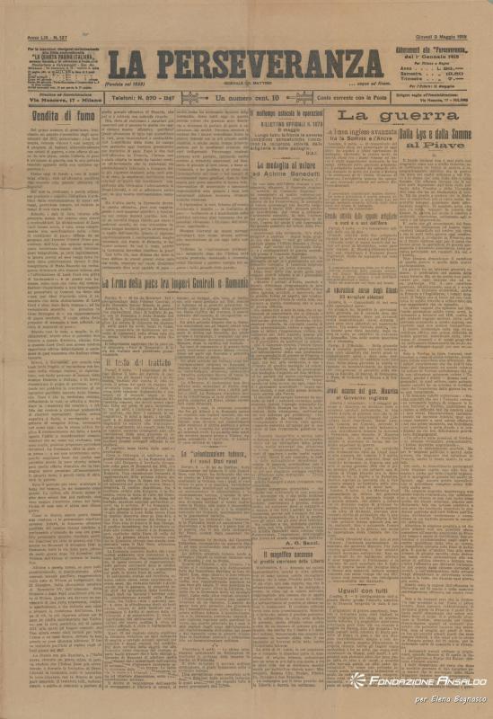La Perseveranza, 09.05.1918, p. 1