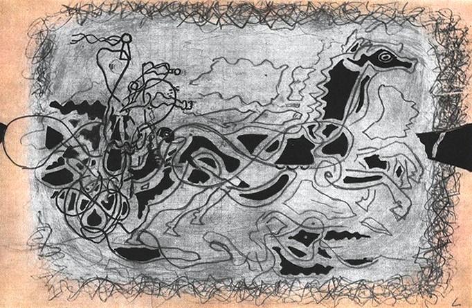 Tavola per la "Teogonia" di Esiodo, ripresa dai "Carnets intimes" di George Braque (Verve, 1955), marzo - aprile 1956, anno IV, n. 2 - p. 63