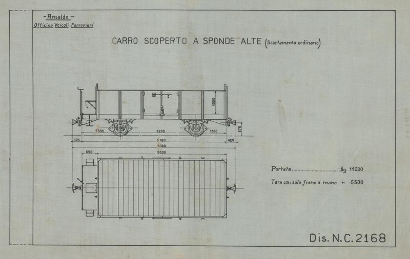Officina Veicoli Ferroviari -  Carro scoperto a sponde alte