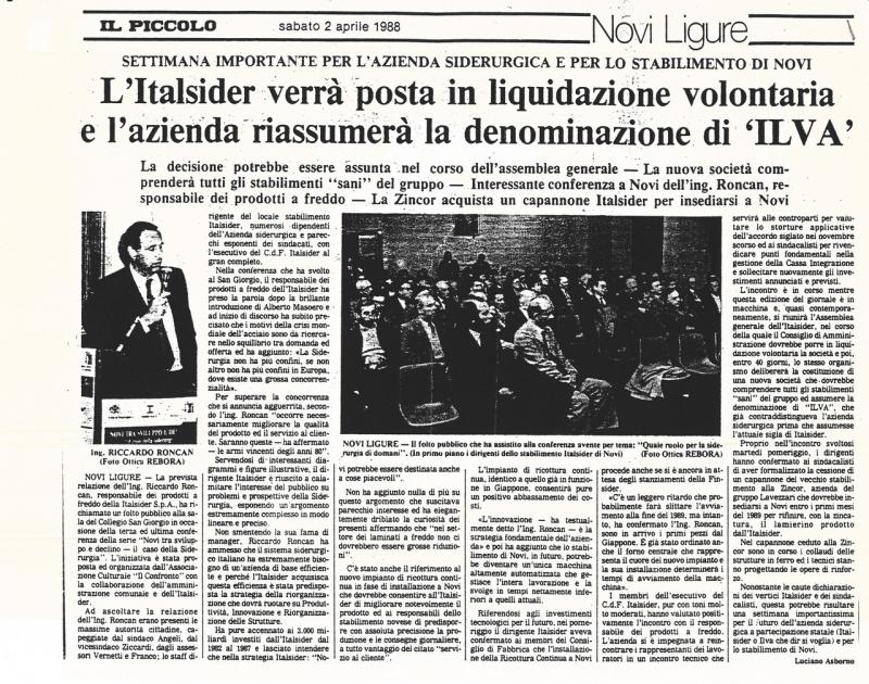 Il Piccolo di Novi Ligure, 2 aprile 1988