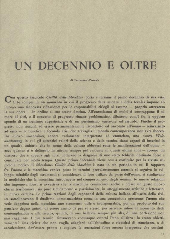 Un decennio e oltre - di Francesco d'Arcais, novembre - dicembre 1962, anno X, n. 6, p. 17