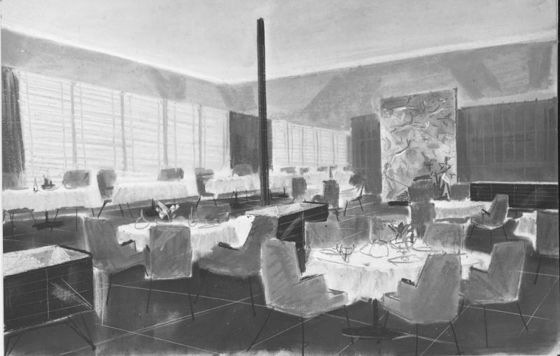 Federico Costa - Prospettiva di studio della sala da pranzo di prima classe