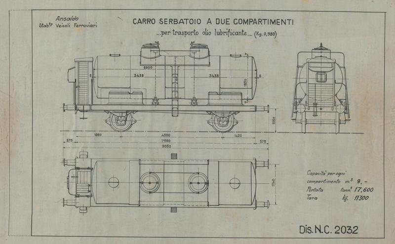 Officina Veicoli Ferroviari - Carro serbatoio a due compartimenti