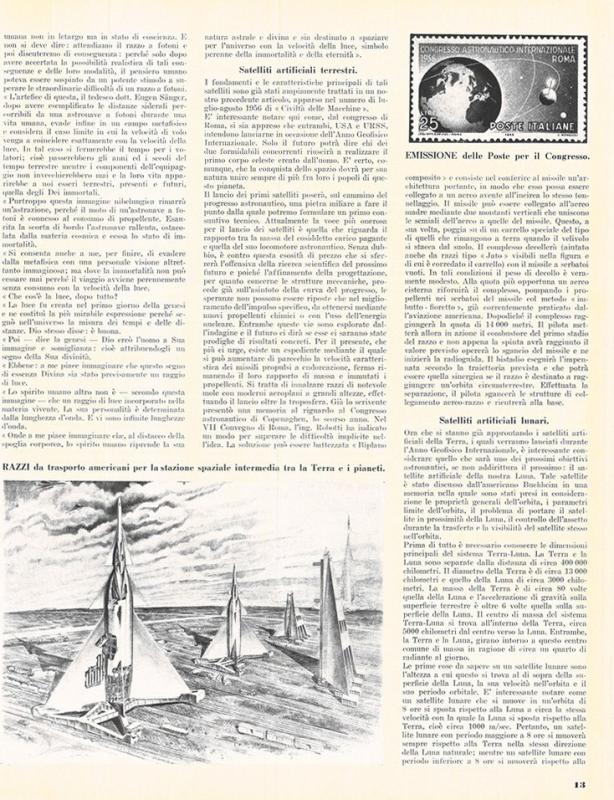 Dai satelliti strumentali ai razzi a fotoni di Glauco Partel, settembre - ottobre 1956, anno IV, n. 5, p. 13