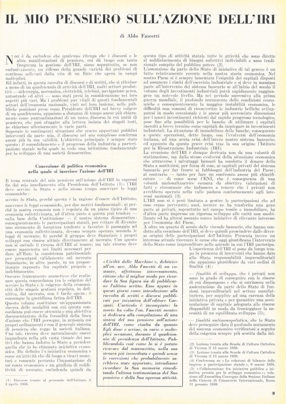 Il mio pensiero sull'azione dell'IRI, di Aldo Fascetti, settembre - ottobre 1960, anno VIII, n. 5, p. 3