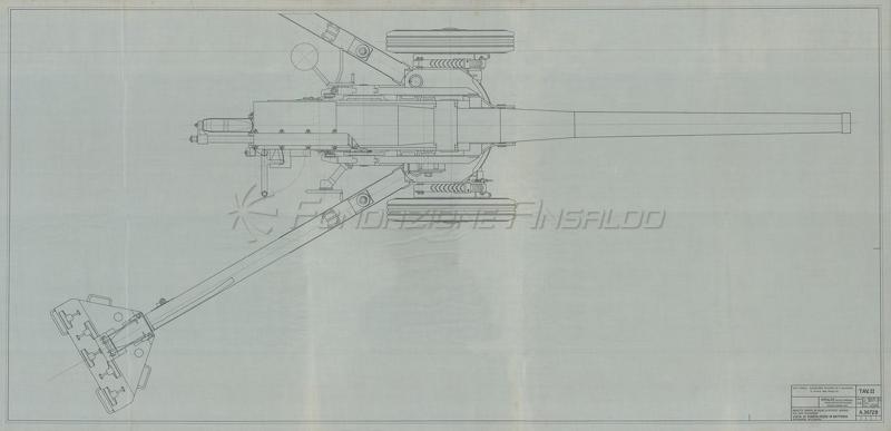 Cannone 135/45 su affusto campale - vista in pianta