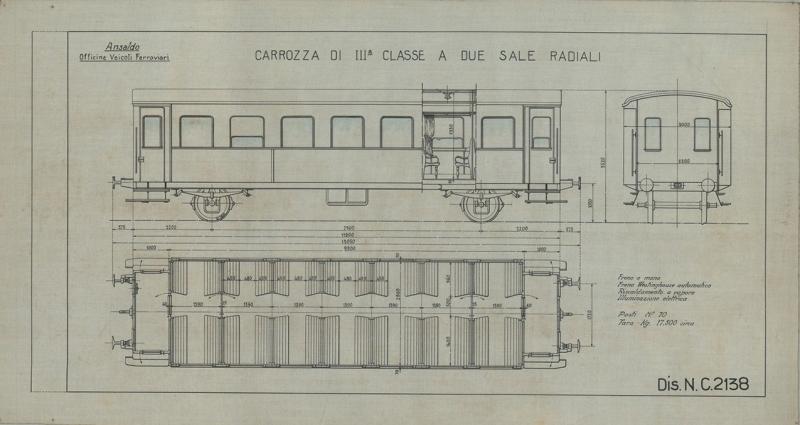 Officina Veicoli Ferroviari - Carrozza di III classe a due sale radiali