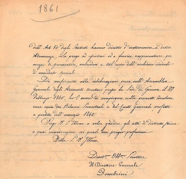 Lettera della Banca Nazionale