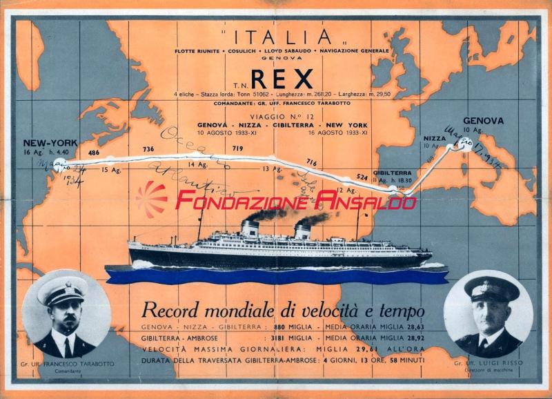 Rex (t/n) - attestato commemorativo della conquista Nastro Azzurro