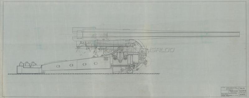 Cannone 135/45 su affusto campale - sezione longitudinale