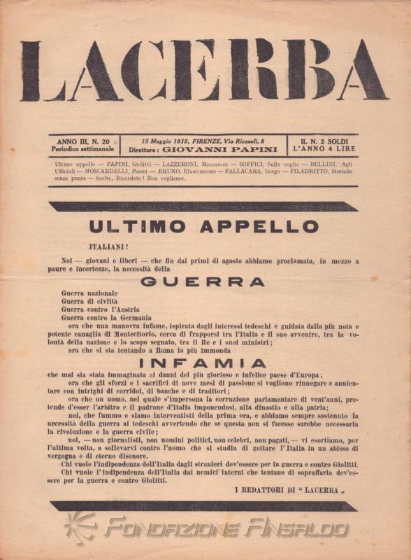 Lacerba, n. 20, 1915