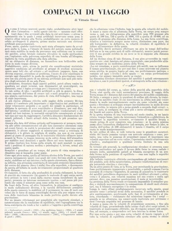 Vittori Sivori, Compagni di viaggio, gennaio - febbraio 1958, anno VI, n. 1, p. 3