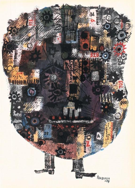 "Il signor 705" - Interpretazione dell'artista Pek G. Avolio del cervello elettronico, marzo - giugno 1959, anno VII, nn. 2-3, p. 95