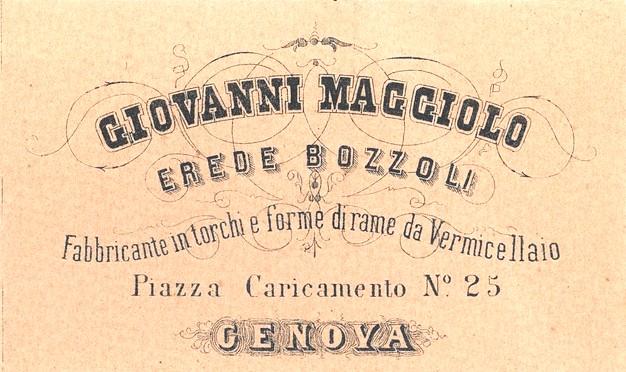 Biglietto da visita Giovanni  Maggiolo - fabbricante in torchi e forme di rame