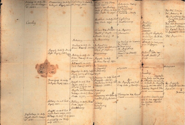 Albero genealogico famiglia Ansaldo XVI sec., copia prima metà XIX sec.