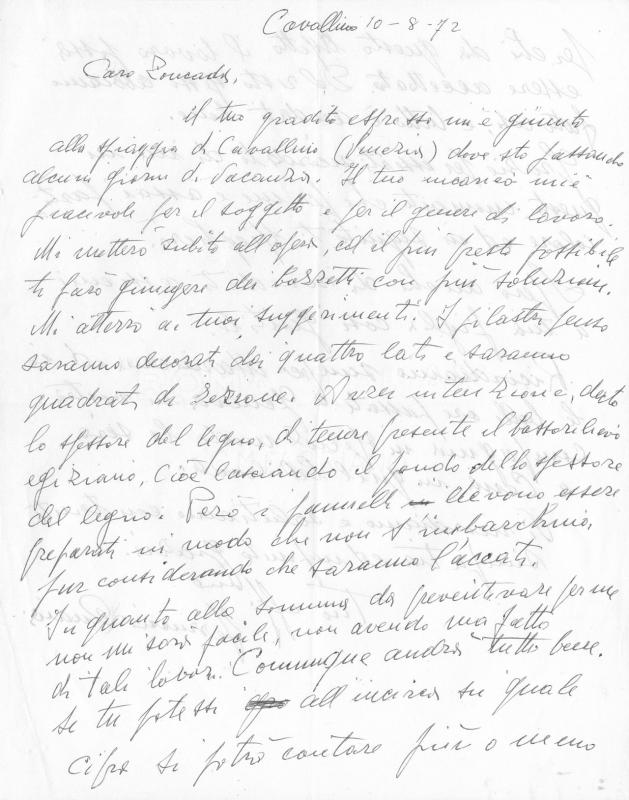 Lettera di Ferruccio Quaia, 1972 ago. 10