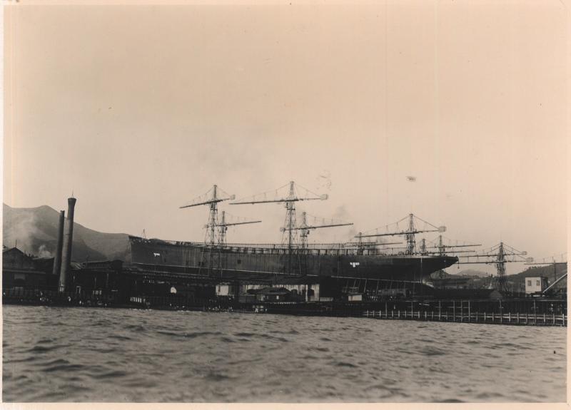 Il transatlantico Rex in costruzione