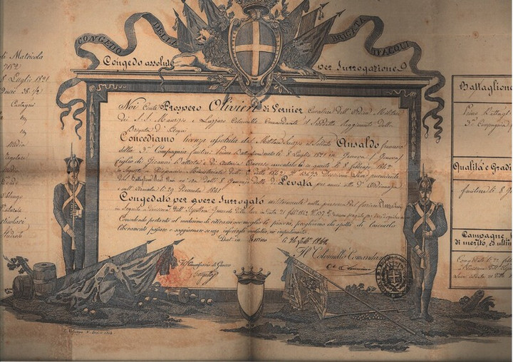 Congedo militare di Francesco Ansaldo, 24-02-1849