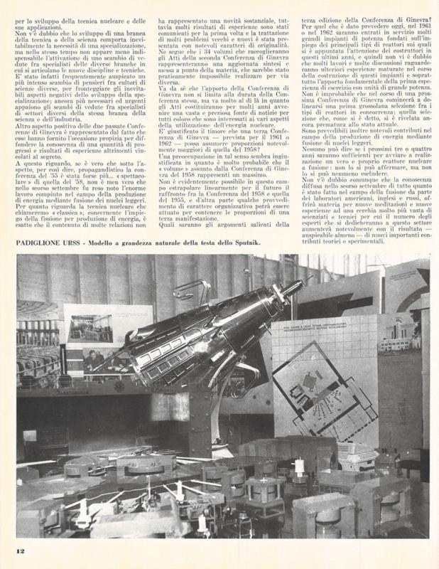 Rassegna dell'atomo a Ginevra, di Arnaldo Maria Angelini, novembre - dicembre 1958, anno VI, n. 6, p. 12