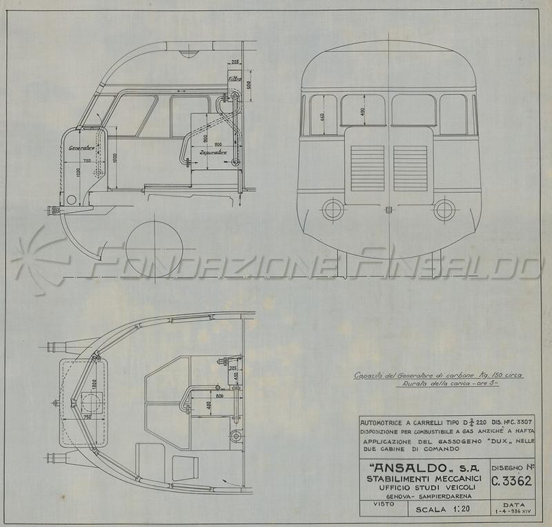 Automotrice a carrelli tipo D2/4 220 - disposizione per combustibile